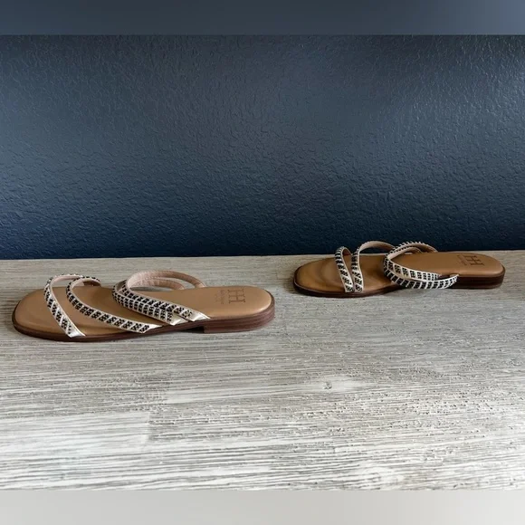 Haute Hippie Strappy Sandals with Beaded Design - Black and White - Picture 4 of 5